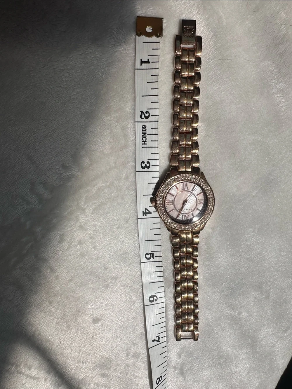 Anne Klein Rose Gold Crystal-Accent Bracelet Watch